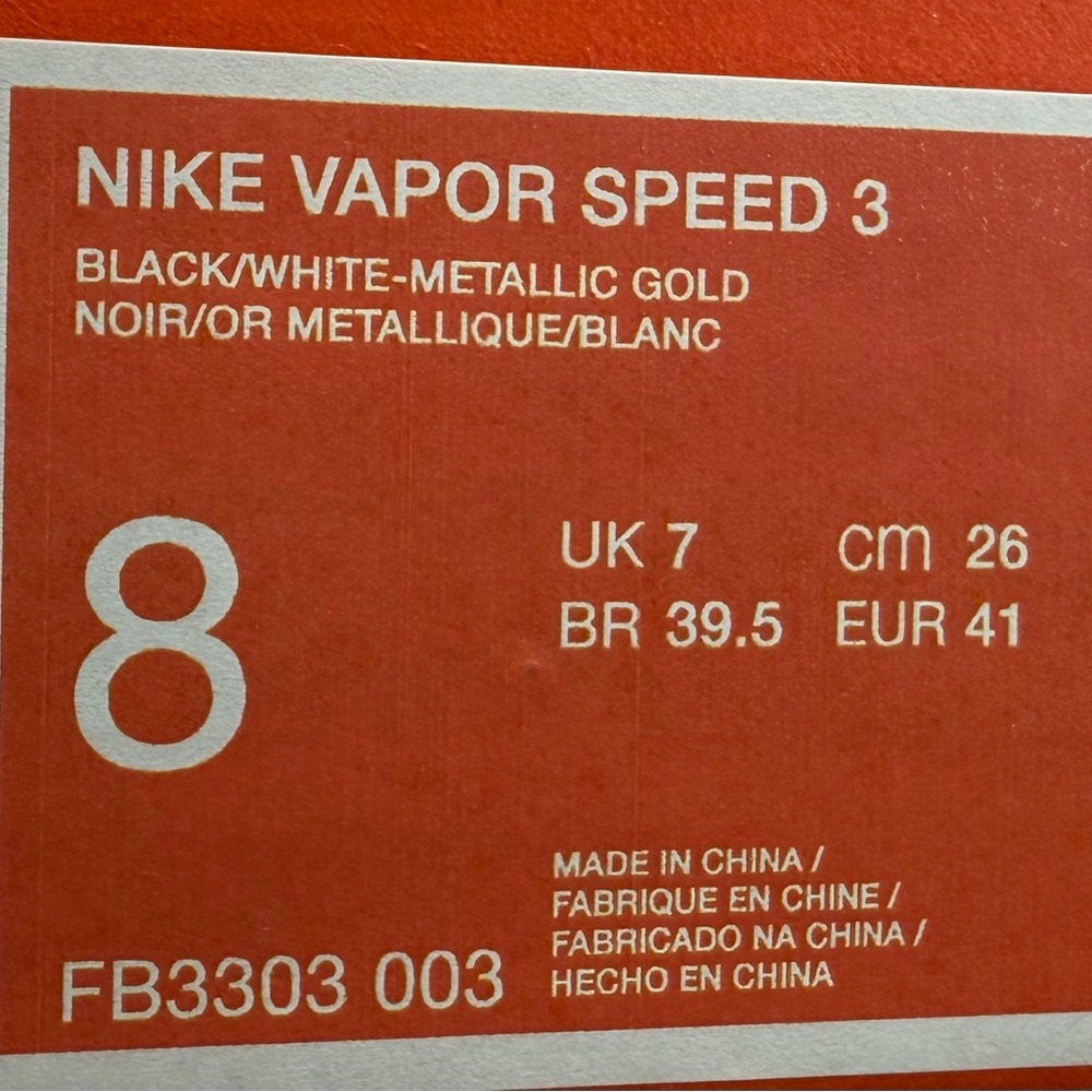 Nike Vapor Speed 3 Black and Gold, worn once